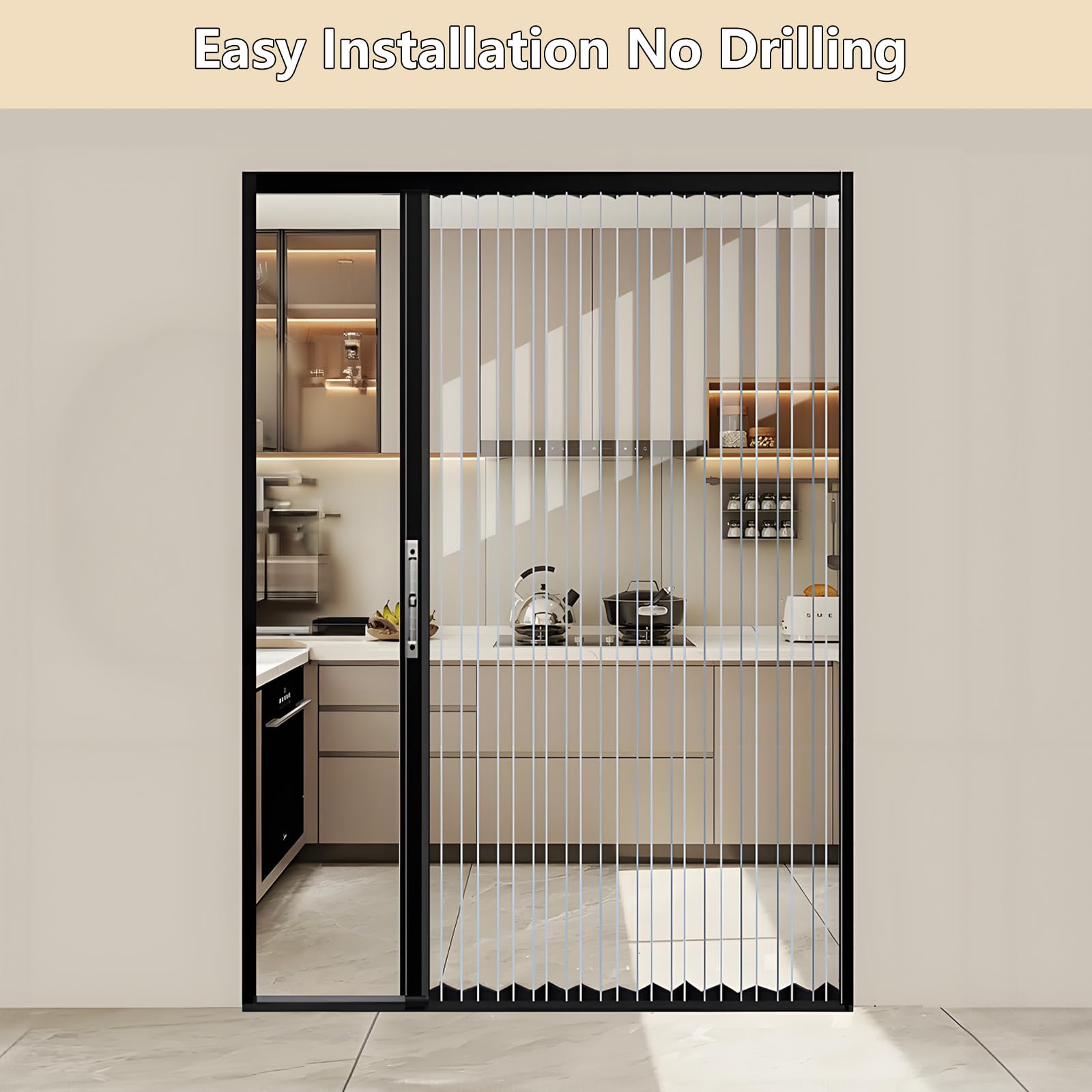 Puerta Corredera Plegable, Puerta Acordeón Interior Transparente sin Taladrar con Cerradura, Marco de Aluminio y Panel Acrílico, Separador de Ambientes para Baño Cocina Armario Patio