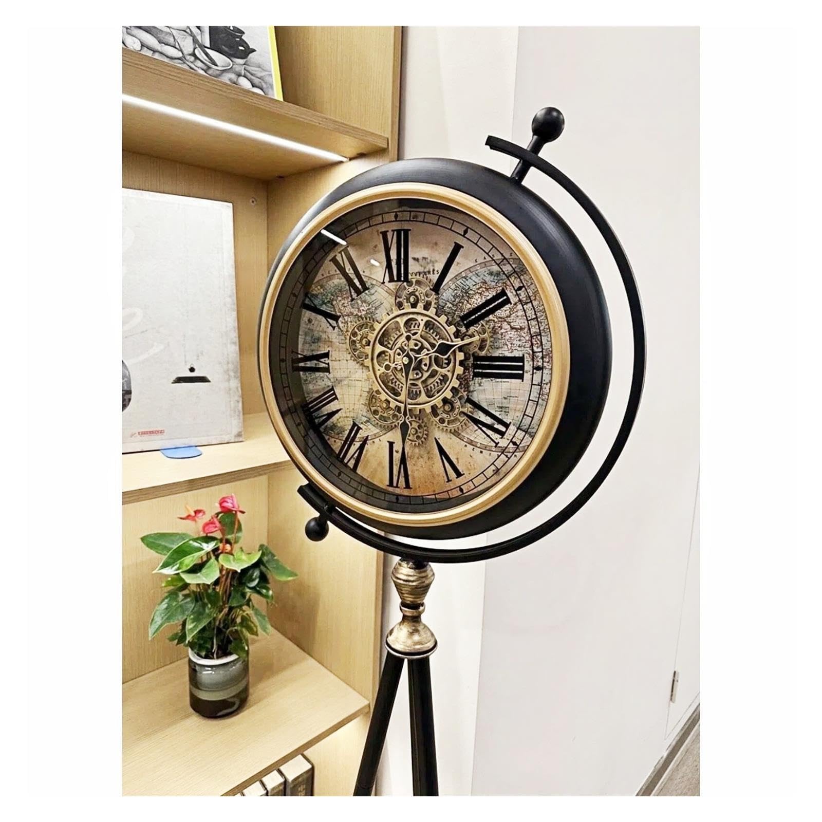 Reloj de abuelo Reloj de trípode de piso de metal con números romanos