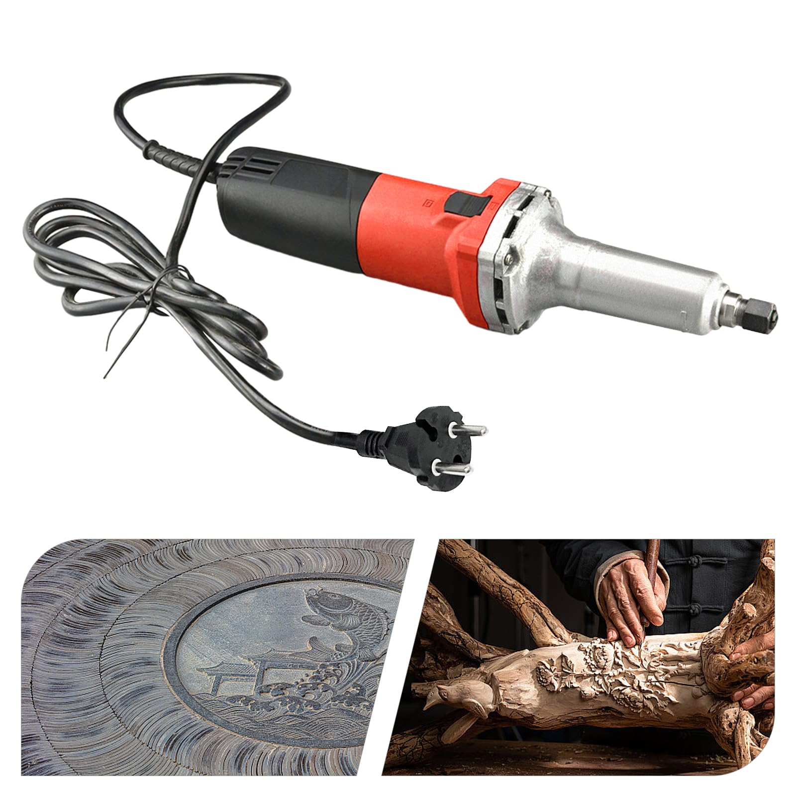 Smerigliatrice dritta 600 W Levigatrice elettrica 0-27000 giri/min, con 3 testine abrasive, smerigliatrice per lucidatura, punzonatura e incisione