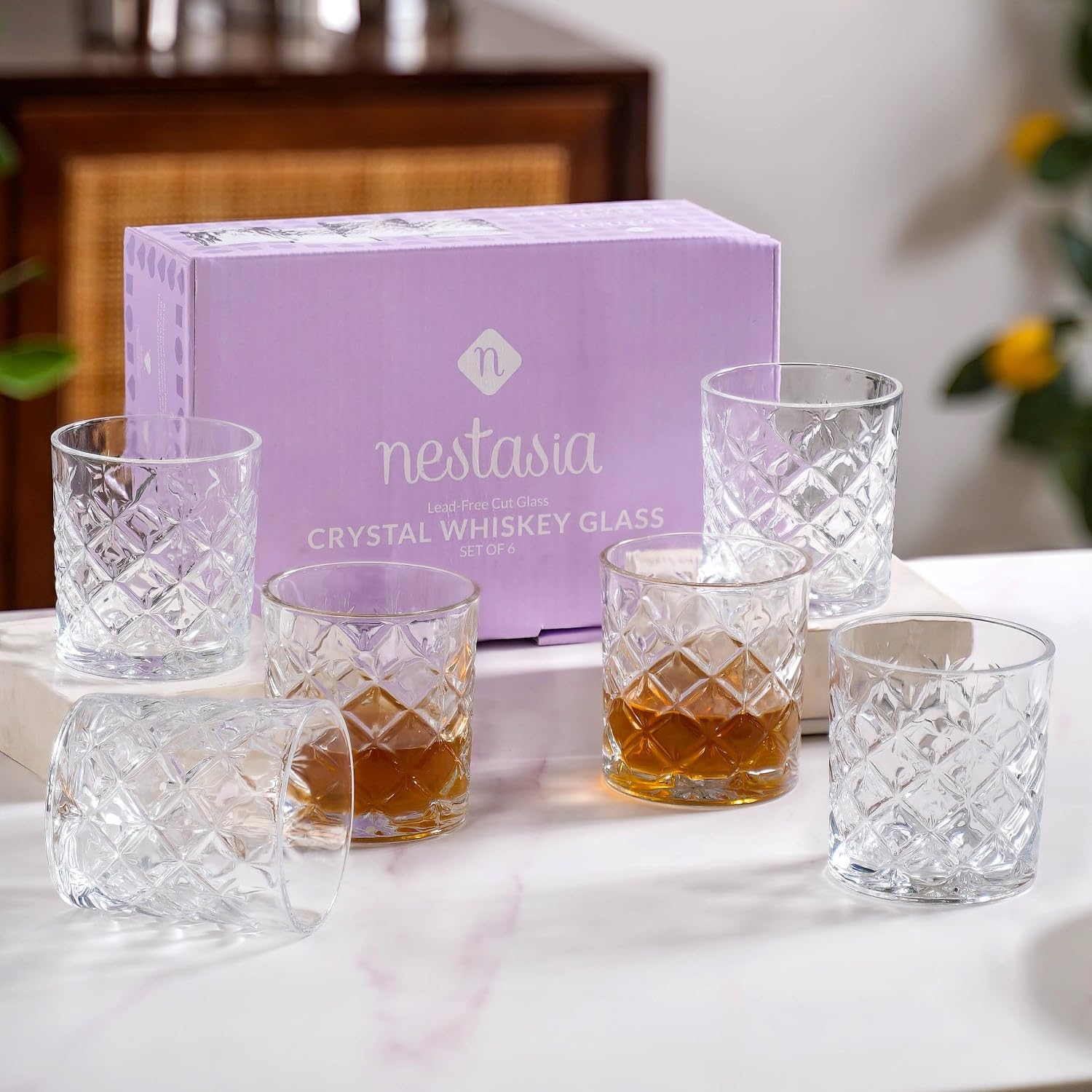 Prism Cut Whiskey Glasses - Set of 6 -8 Prism Cut Whiskey Glasses - Set of 6 -8