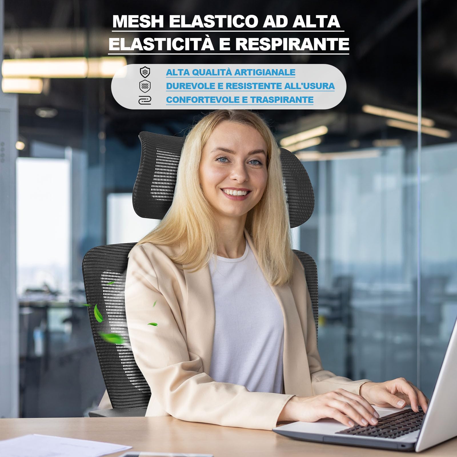 MELOKEA Sedia Ufficio Ergonomica, Braccioli 4D, Sedile Regolabile, Schienale Reclinabile, Poggiatesta 3D, Supporto Lombare, Ruote in Gomma, Sedia Gaming e Ufficio 200 kg