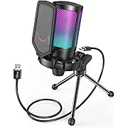 Gaming USB Microphone for PC PS5, FIFINE Condenser Mic with Quick Mute, RGB Indicator, Tripod Stand, Pop Filter, Shock Mount, Gain Control for Streaming Discord Twitch Podcasts Videos- AmpliGame