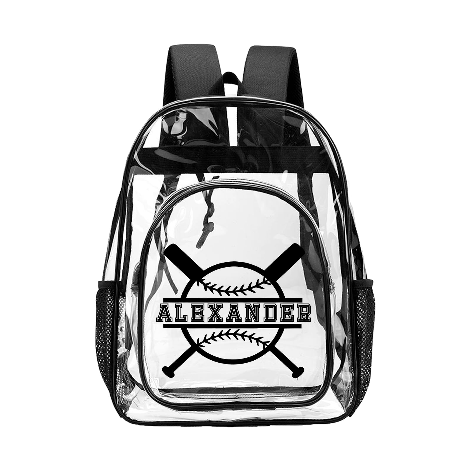 Ecautly Custom Kids Clear Backpack for Boys with Name, Personalized PVC Heavy Duty Waterproof Transparent Backpack with Reinforced Strap for School