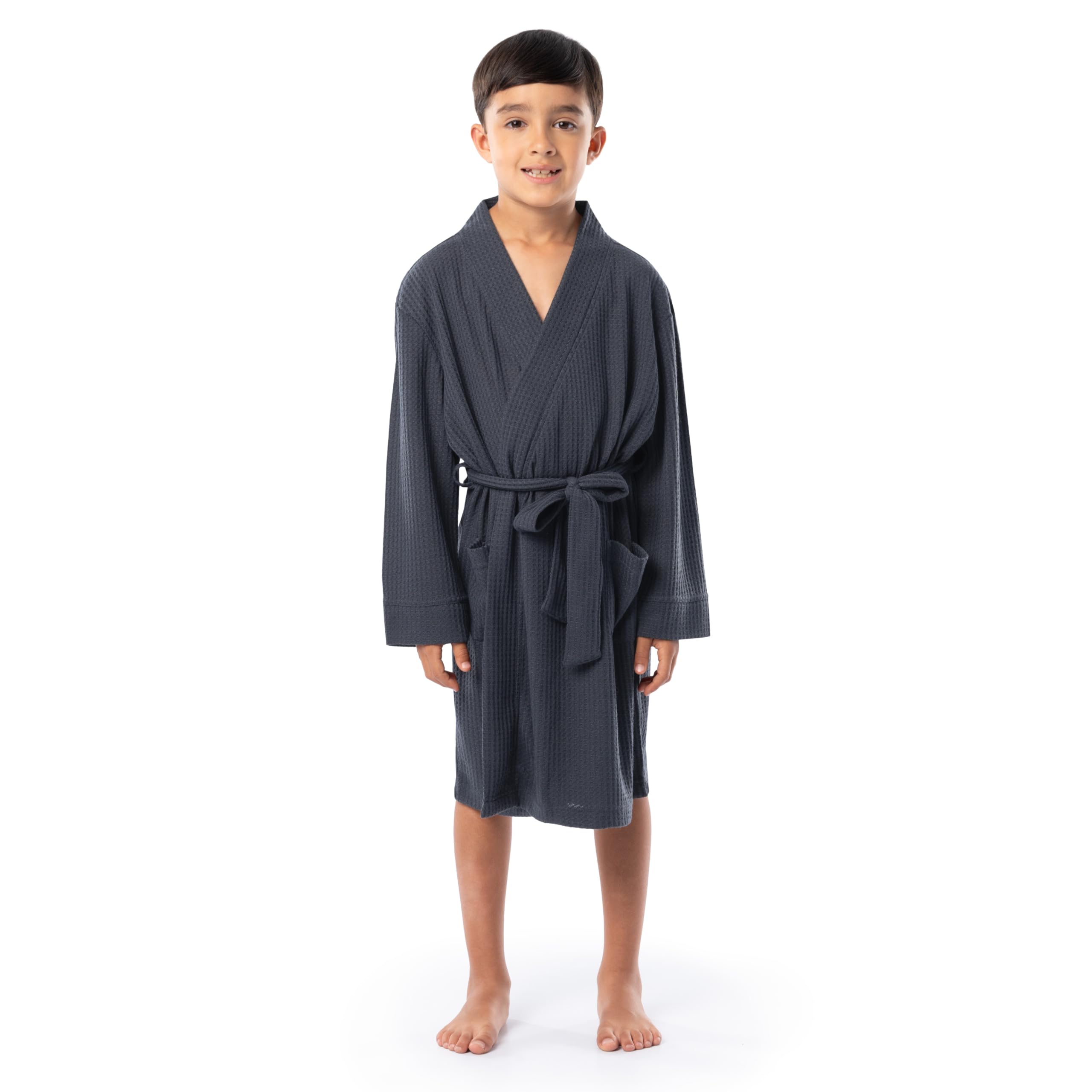 Fruit of the Loom Boy's Classic Waffle Robe, Monument Grey, 14/16
