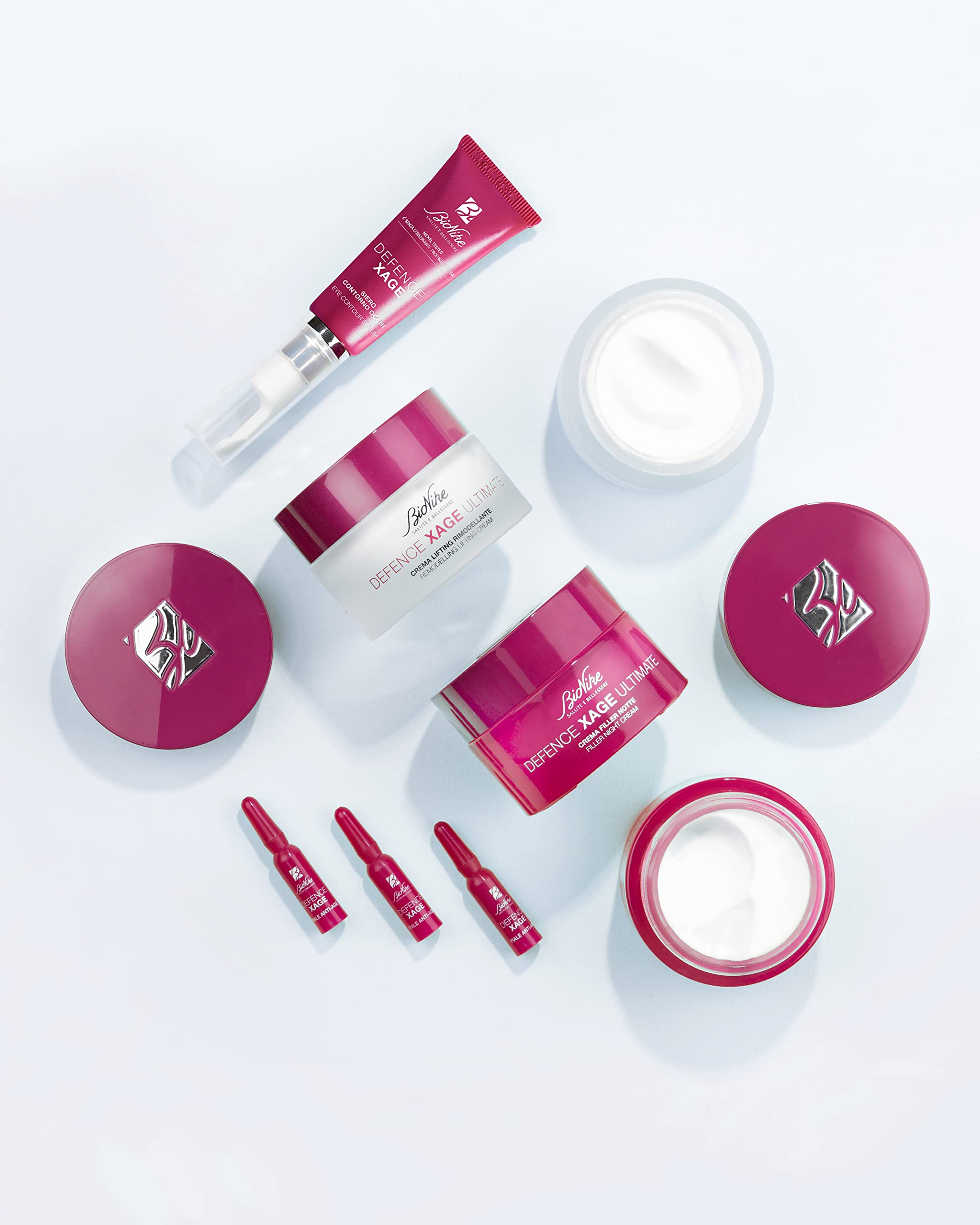 Bionike Defence Xage - Fiale Viso Concentrate Anti-età Multi-correttive, per Pelli Sensibili e Intolleranti, Azione Rimpolpante per Attenuare le Rughe, Donano Tonicità e Luminosità, 14 Fiale