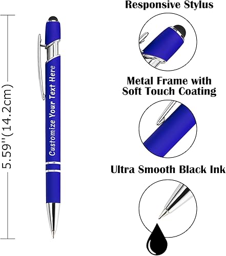 Miniatura 4 de Aolun Bolígrafos personalizados, bolígrafos con grabado personalizado con lápiz capacitivo, metal suave al tacto, nombre grabado, logotipo o