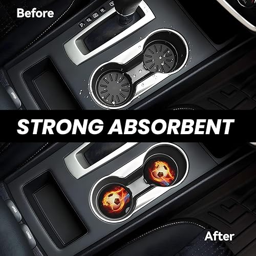 Miniatura 5 de Posavasos de automóvil para portavasos de automóvil, paquete de 2 unidades, de cerámica absorbente, antideslizante, universal, de 2.56 pulgadas