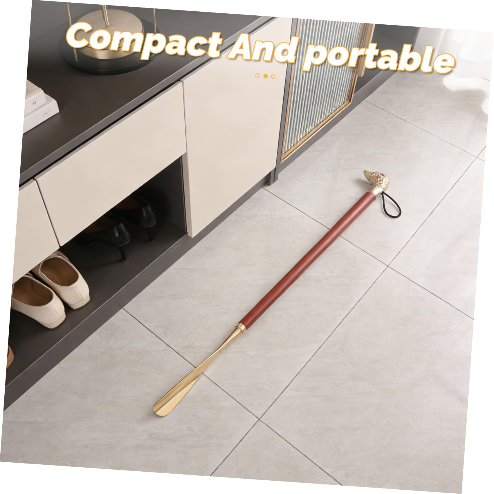 Calzascarpe in Metallo Manico Ergonomico a Forma di Anatra 56 Cm, Strumento Portatile per Indossare Scarpe per Anziani e Donne in Casa in Viaggio