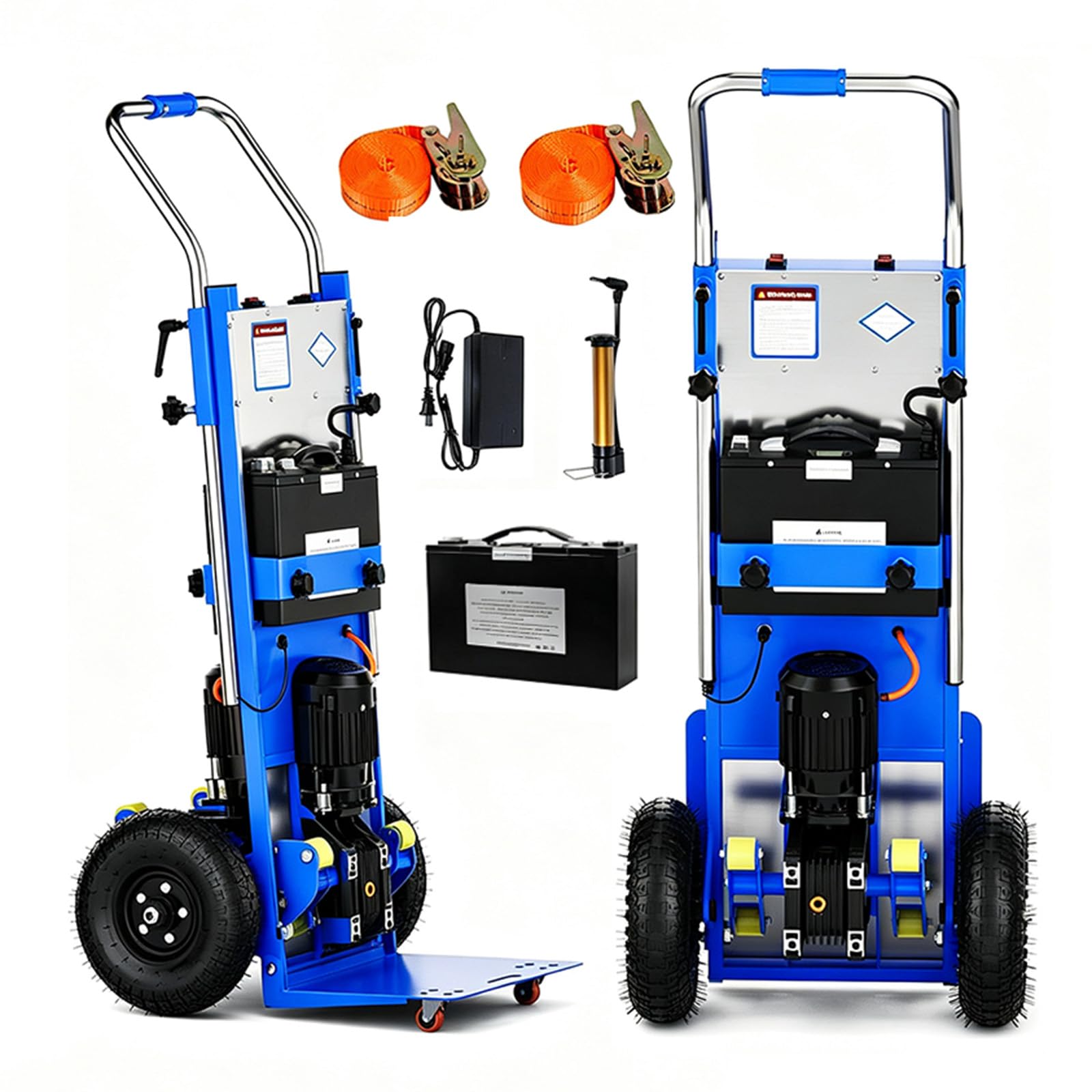 Carrello Saliscale Elettrico con Batteria Rimovibile,Carrello Montascale Elettrico da 1200 W, capacità di Carico 400 kg, Motori Brushless, con Maniglia Telescopica,900lbs
