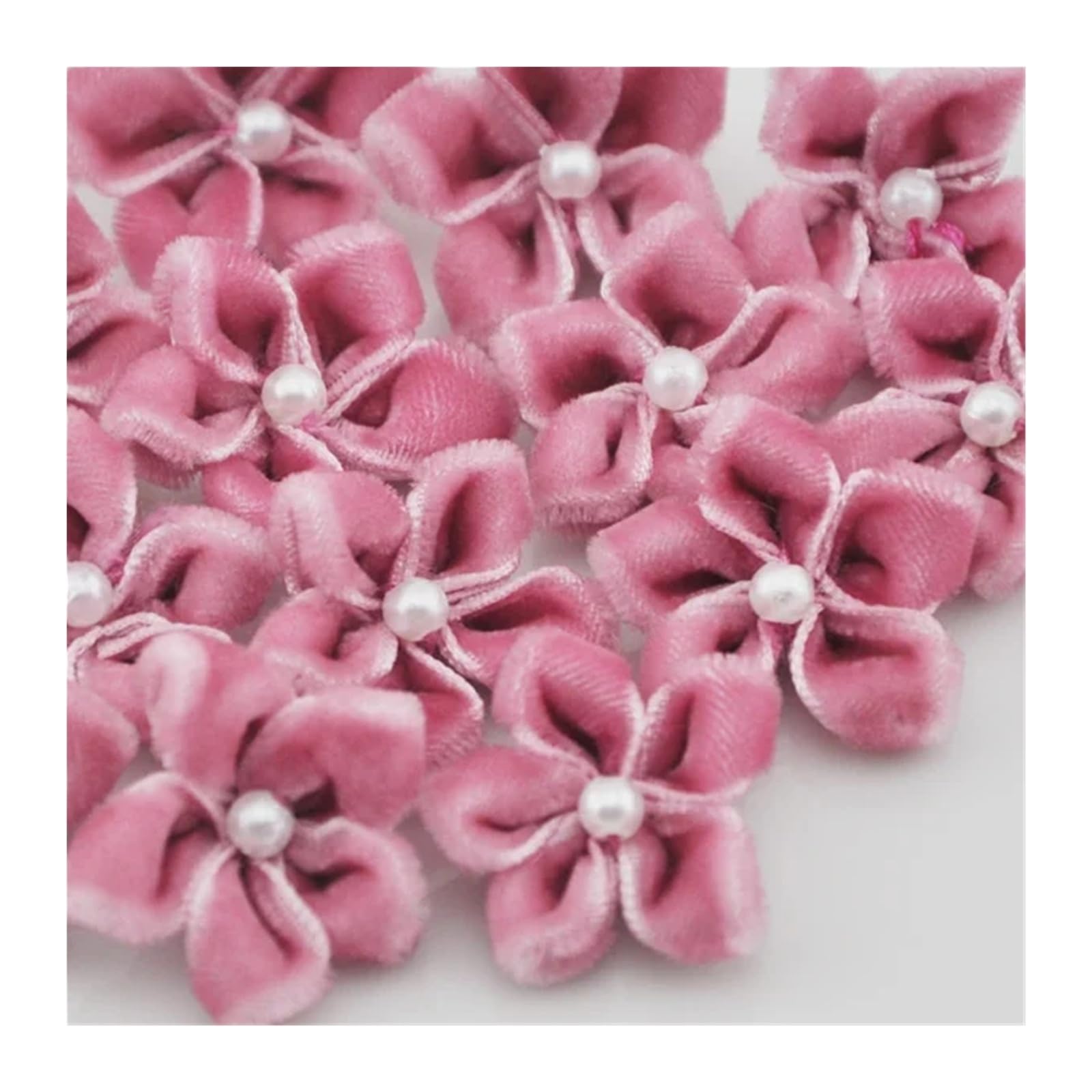 Ndsjaie Mauve Fabric Flowers Home Decor 20Pcs Velet Ribbon Flowers W/Bead Appliques Wedding Decoration Sewing Crafts For Wedding Celebration Decor(Mauve)