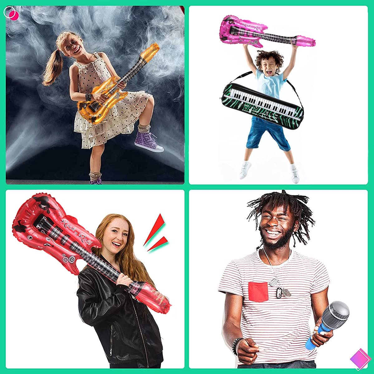 Inflatable Guitar 13-Piece Inflatable Rock Star Party Kit - Guitars ...