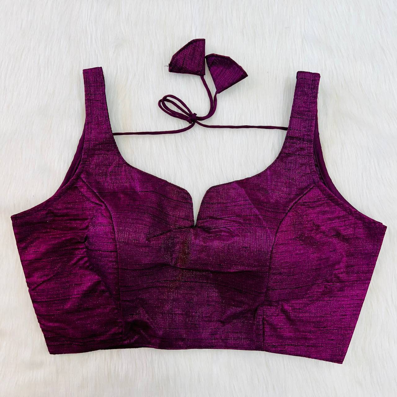 Pujia Mills Women's Heavy Phantom Silk Bollywood Style Sleeveless Trendy Blouse(Veda) (Wine, 38)