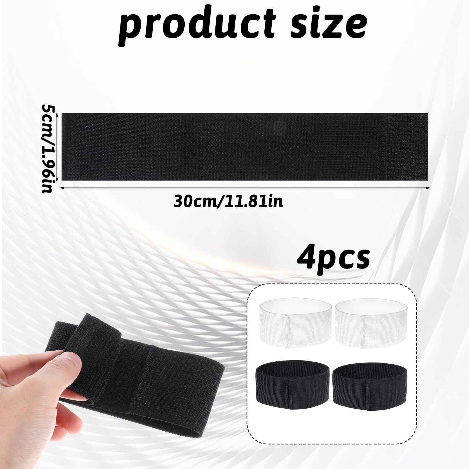 4PCS Football Shin Guard Straps, Soccer Shin Fixed Ankle Straps Anti Slip Ankle Straps Adjustable Sports Guard Stay for Kids Youth Adult Kicking Ball, Running, Cycling(Black & White)