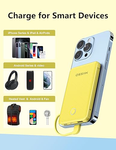 Miniatura 3 de Batería externa ultra delgada de 6000 mAh, tamaño de tarjeta, cables USB C integrados, cargador portátil para teléfonos, batería externa de 3