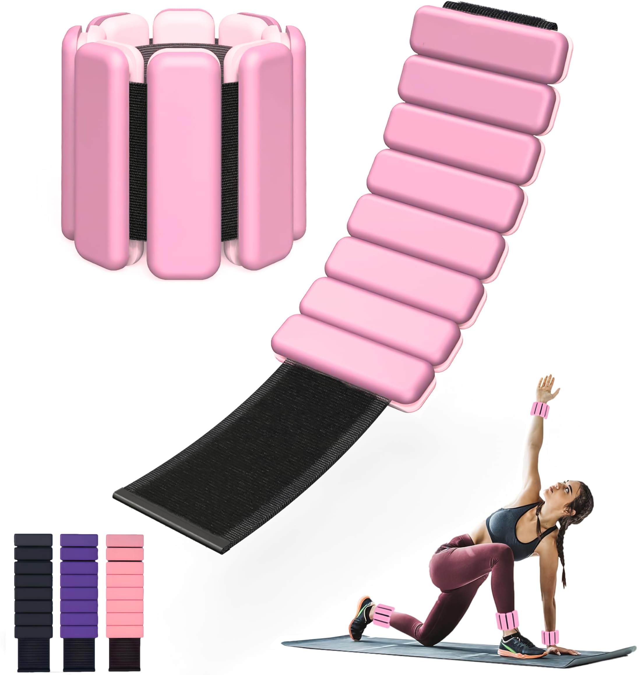 Ankle Weights Adjustable For Fitness Women: Adjustable Wrist Weights 2 Set 1 Lb Each - Weighted Bracelet Silicone Waterproof For Walking Exercise Dance Gym Swimming - View #13