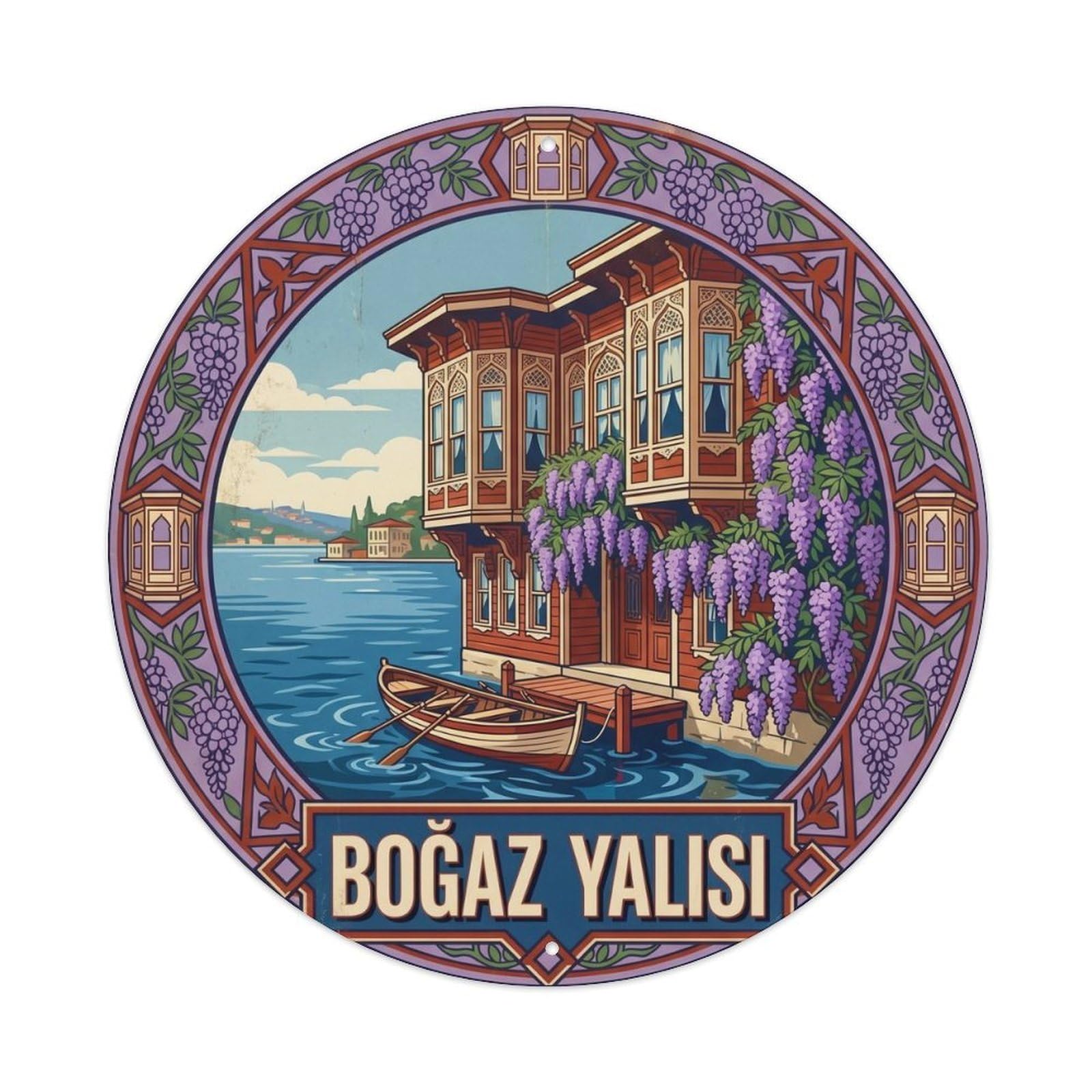 Bosphorus Yali Mansion Turkey Landscape Retro Graphic Metal Tin Sign