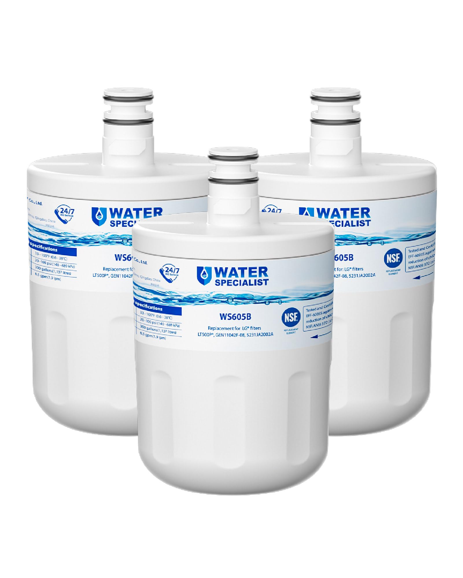 Waterspecialist 5231JA2002A Refrigerator Water Filter Replacement for LG LT500P ADQ72910911 GEN11042FR-08 LFX25974ST ADQ72910901 ADQ72910907 Kenmore 9890 46-9890 3