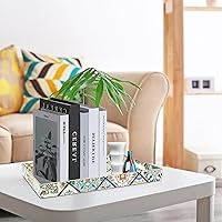 Vista 28 de Gifturbo Bandeja negra para servir, bandejas decorativas de mármol con asas, bandeja de mesa auxiliar, bandejas de plástico rectangulares otomanas