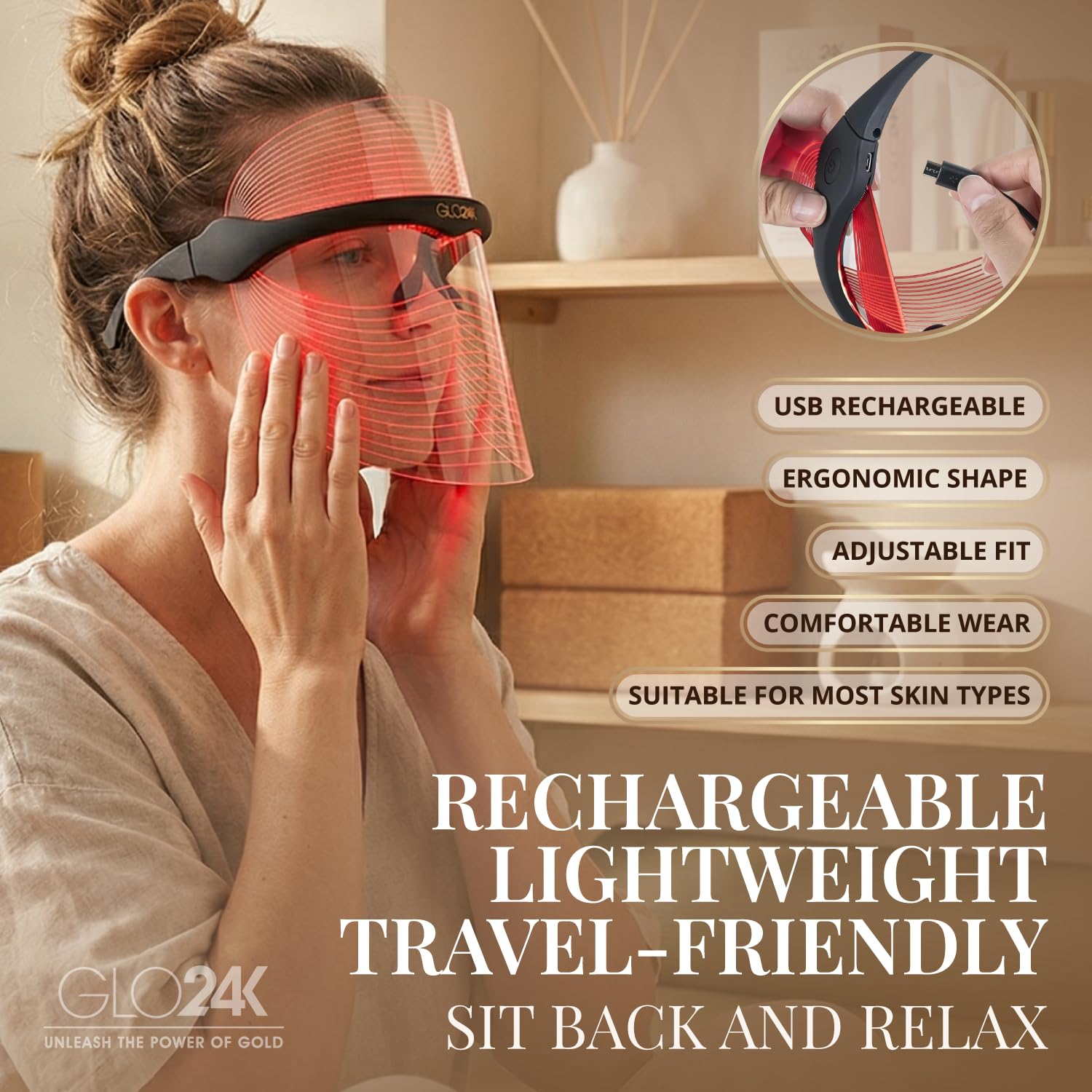 Amazon.com: GLO24K LED Face Mask with 7 Color Modes - Red Light