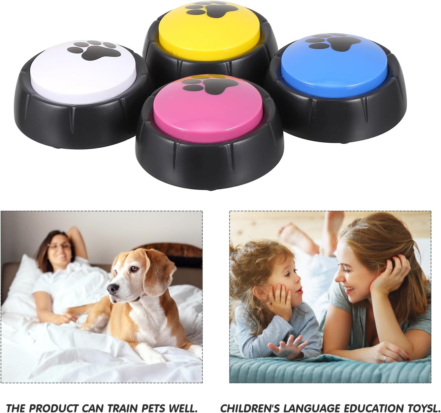 4pcs Recordable Pet Communication Buttons for Training Abs | Recording and Playback Function, Pet Interaction Use, Indoor Play Set, Battery Not Included Random Color