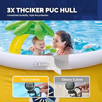 DIMAR GARDEN 6ft x 29in Inflatable Swimming Spray Pool, Outdoor Round Air Top Ring Elephant Pools