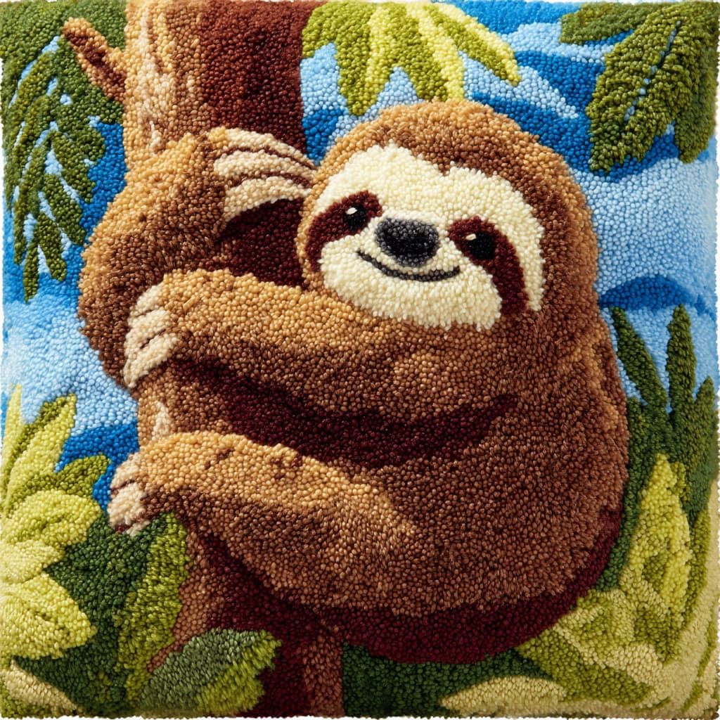 WallustrioaW Latch Hook Cushion Kits for Adults,Animal Sloth