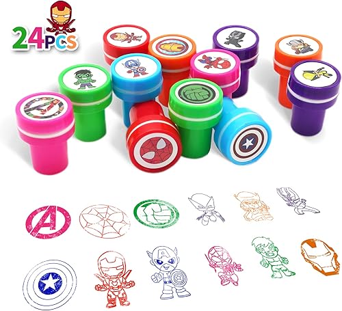 24 sellos temáticos de dibujos animados para niños regalos de fiesta de cumpleaños de dibujos animados decoraciones de fiesta premios de aula bolsa