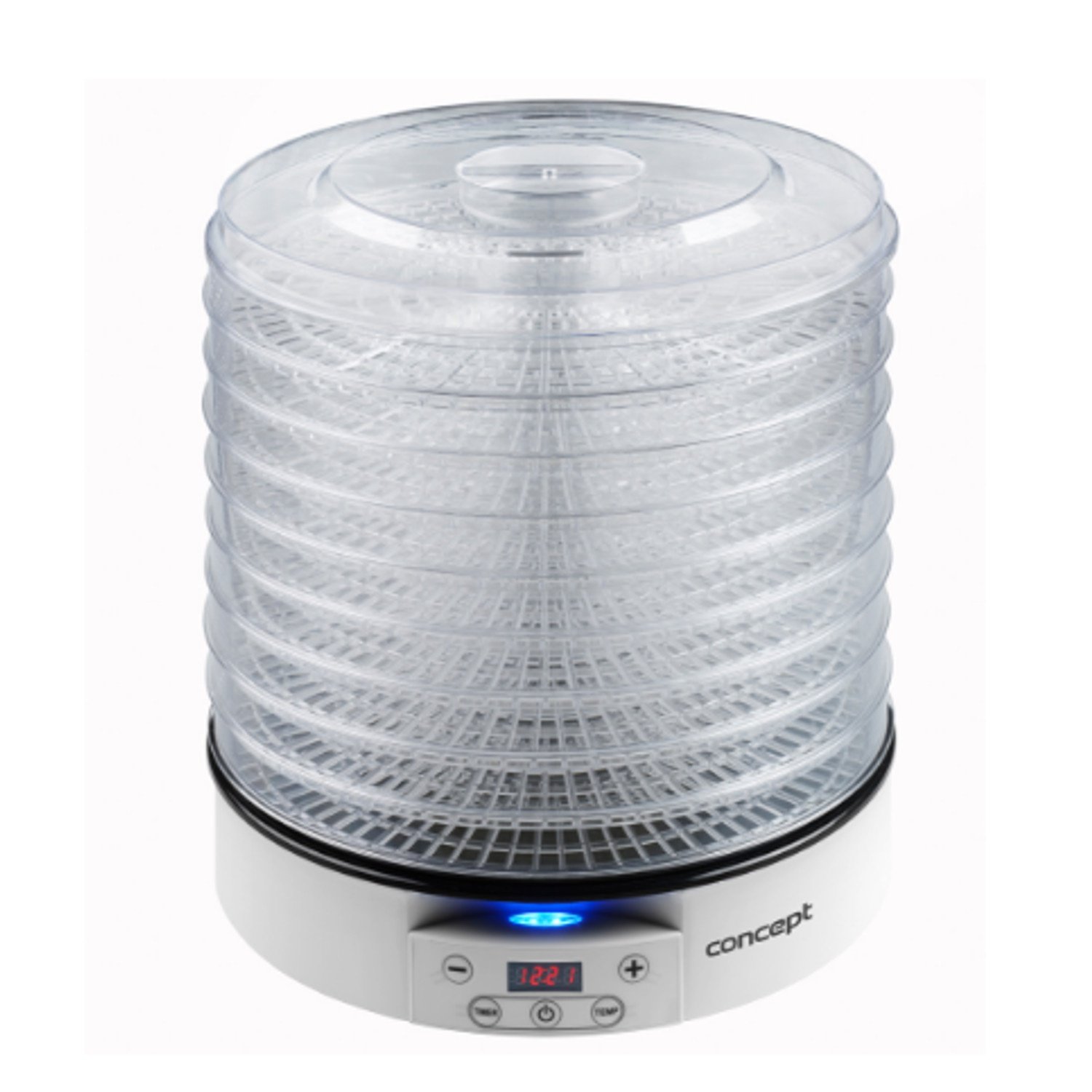 Concept SO2020 Dörrautomat Raw Food 500 W, LCD-Display, 2 x Tabletts Raw, Thermostat Variable 35 – 70 °C, Timer Digital, 9 Tabletts weiß, 500