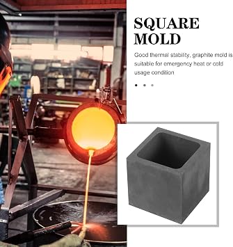 PACKOVE Graphite Ingot Mold for Metal Casting 100x100mm Oil Groove, DIY Melting Mold for Gold, Silver, Copper, Brass Refining and Jewelry Making