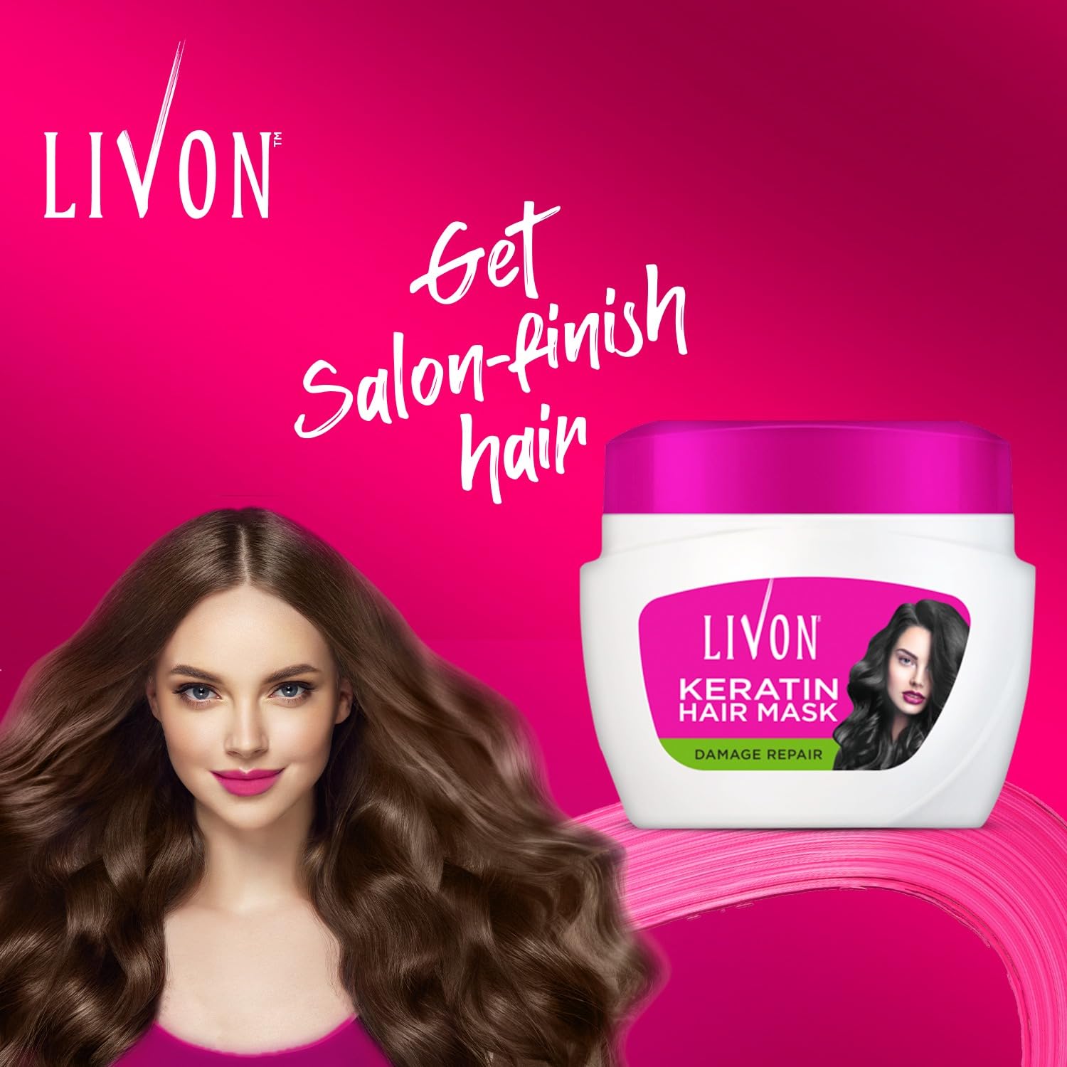 Livon Hair Mask Damage Repair | Repairs Damage, Controls Frizz | Infused with Keratin for Stronger, Smoother, Shinier Hair | 15.2 Fl Oz
