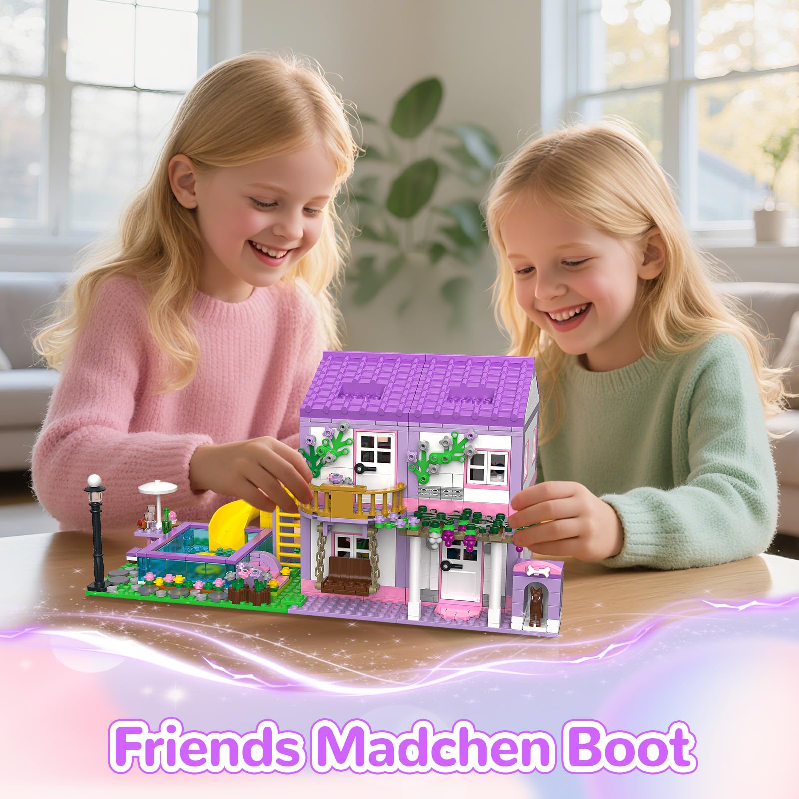 Purple Girls Summer Villa Friends Building Set Compatible with Lego 3 in 1 Friends Construction Educational Toy for Kids Age 8-12 and Up 1081 PCS