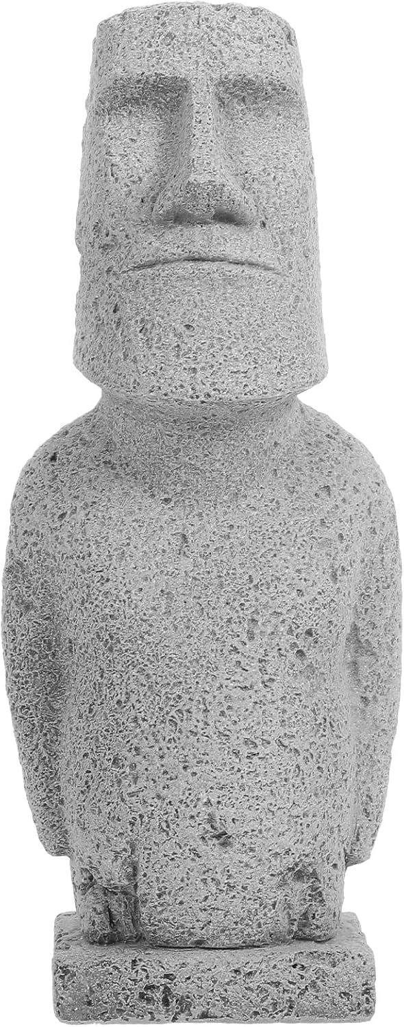 LOGOFUN Underwater Moai Statue Easter Island Statue Decorative Moai Sculpture Ornament for Garden Fish Tank Landscape Decoration - Large