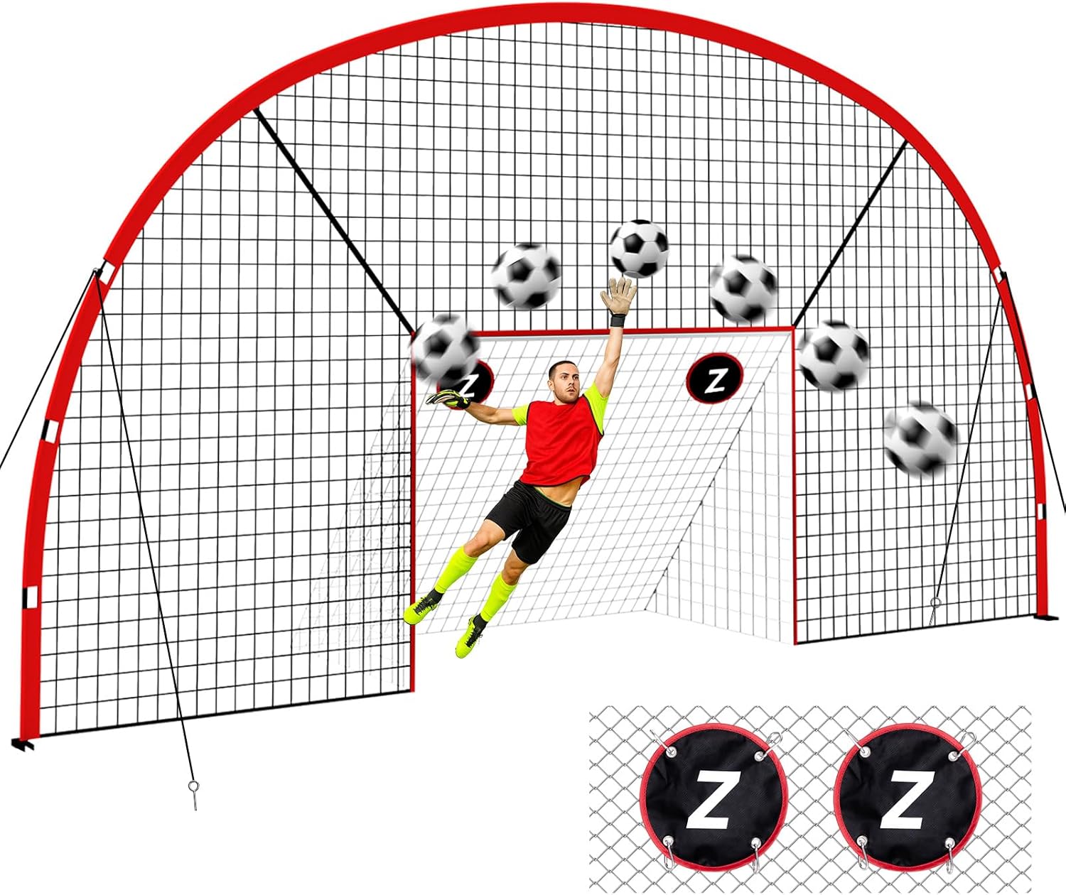 Photo 1 of 3-in-1 Soccer Goal with Backstop Net & Rebounder, 21x10ft Soccer Rebounder Net with 2 Targets, 36-Strand PE Net, Soccer Equipment for Training Shoot Pass Ball Control, Backyard Game