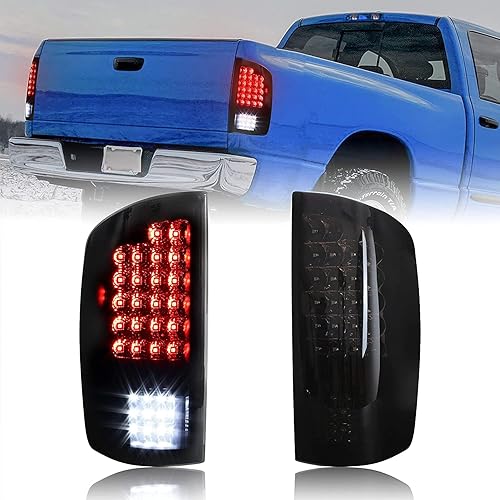 TBVECHI Conjunto de luces traseras, par de luces traseras LED para Dodge RAM 02-06 150025003500, luces traseras LED negras de freno trasero