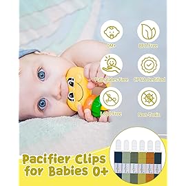 babygoal Neutral Pacifier Clips, 6 Pack Binky Paci Holder Leashes Fits for Most Pacifiers and Binkies