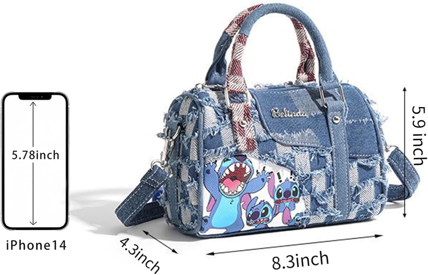 Cute Womens Purses and Handbags, Blue Denim Shoulder Bag Cartoon Crossbody Bags With Detachable Strap - Image 7