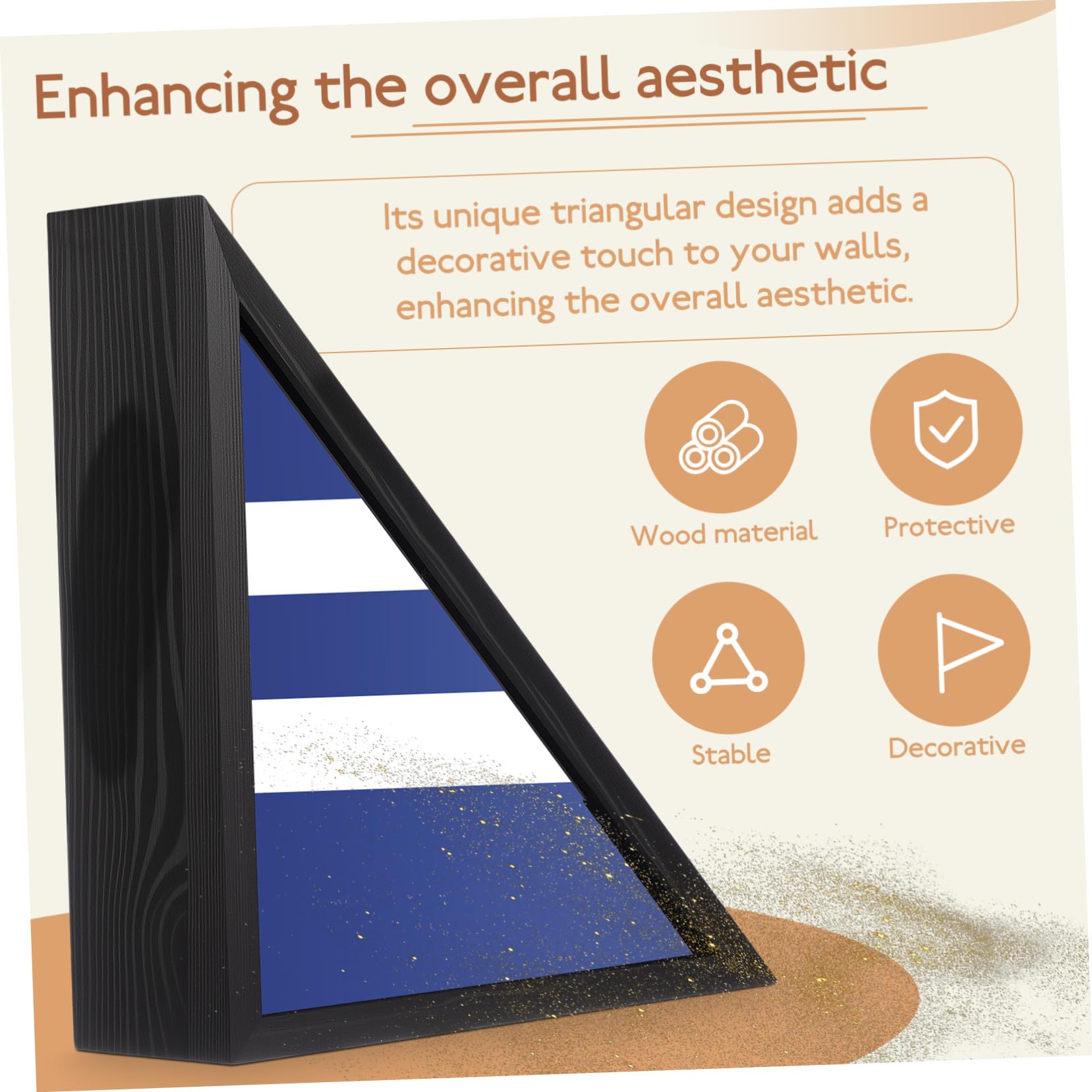 Toyvian Caja de Madera para Bandera Triangular con Funda Protectora Almacenamiento Seguro para Banderas Decoración Rústica para Salón y Dormitorio Caja Organizadora Resistente