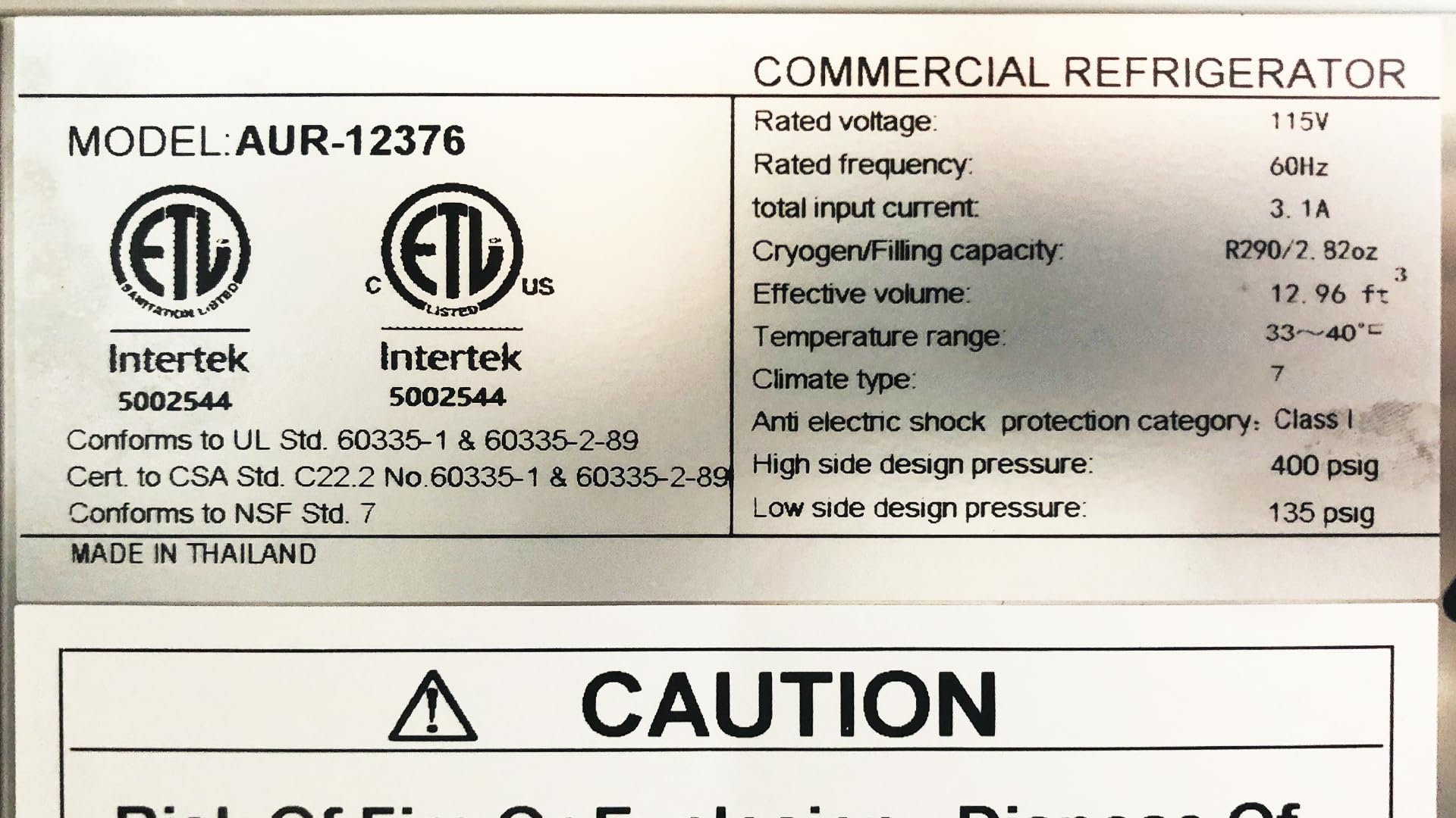 Elite Kitchen Supply Commercial Undercounter Refrigerator, 12.96 Cu Ft, 2 Solid Doors, Stainless Steel, 48.4x30.1x35.8 Inches Aur-12376 Etl on Fridge.com - View 3