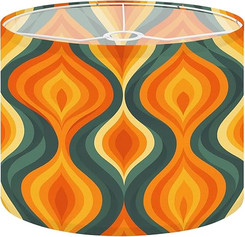 Miniatura 9 de Lamp Shades Mid Century Modern Retro Orange Brown Geometric 70s Style Shapes Lampshades set of 2 Light Shade for Table Lamps Pendant Light Floor
