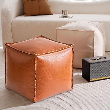 Small Footstool with Storage Fillable Living Room Soft Seat Footrest
