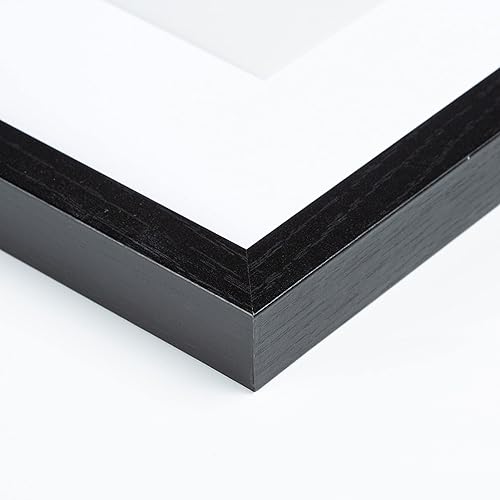 Miniatura 9 de Portarretratos de 5 x 7 pulgadas, juego de 2, paspartú con marcos de fotos de 4 x 6 pulgadas, acabado de venner de madera maciza negra y parte