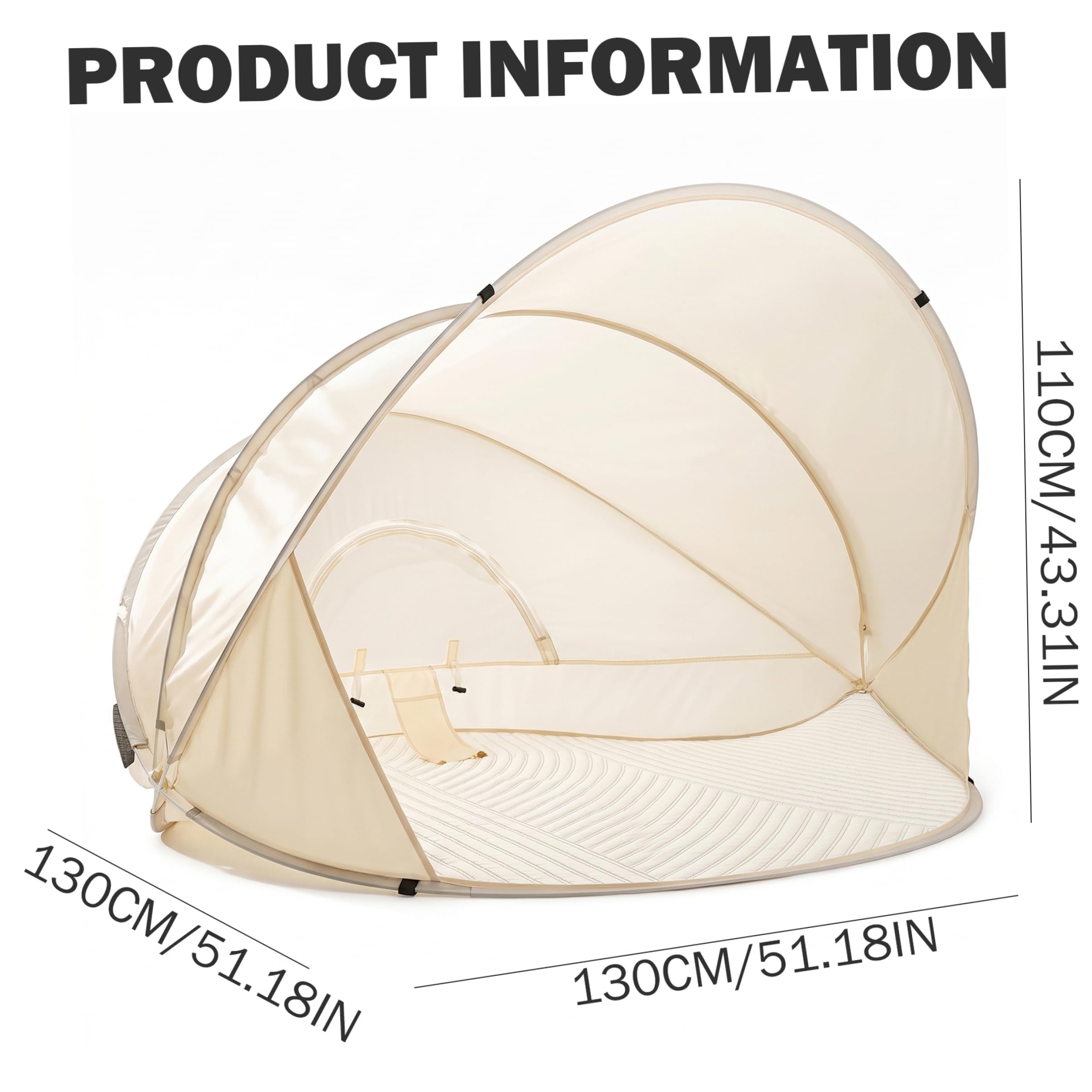 Tente de Plage Pop-up, 3-4 Personnes, Installation instantanée, 51x43 Pouces, abri Solaire pour Tente de Plage