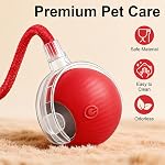 Smart Interactive Automatic Electric Rolling Moving Rechargeable Motion Activated Self Play Electronic Stimulation Chase Teaser Ball Toy with Rope for Indoor Bored Adult Cat and Dog, Red