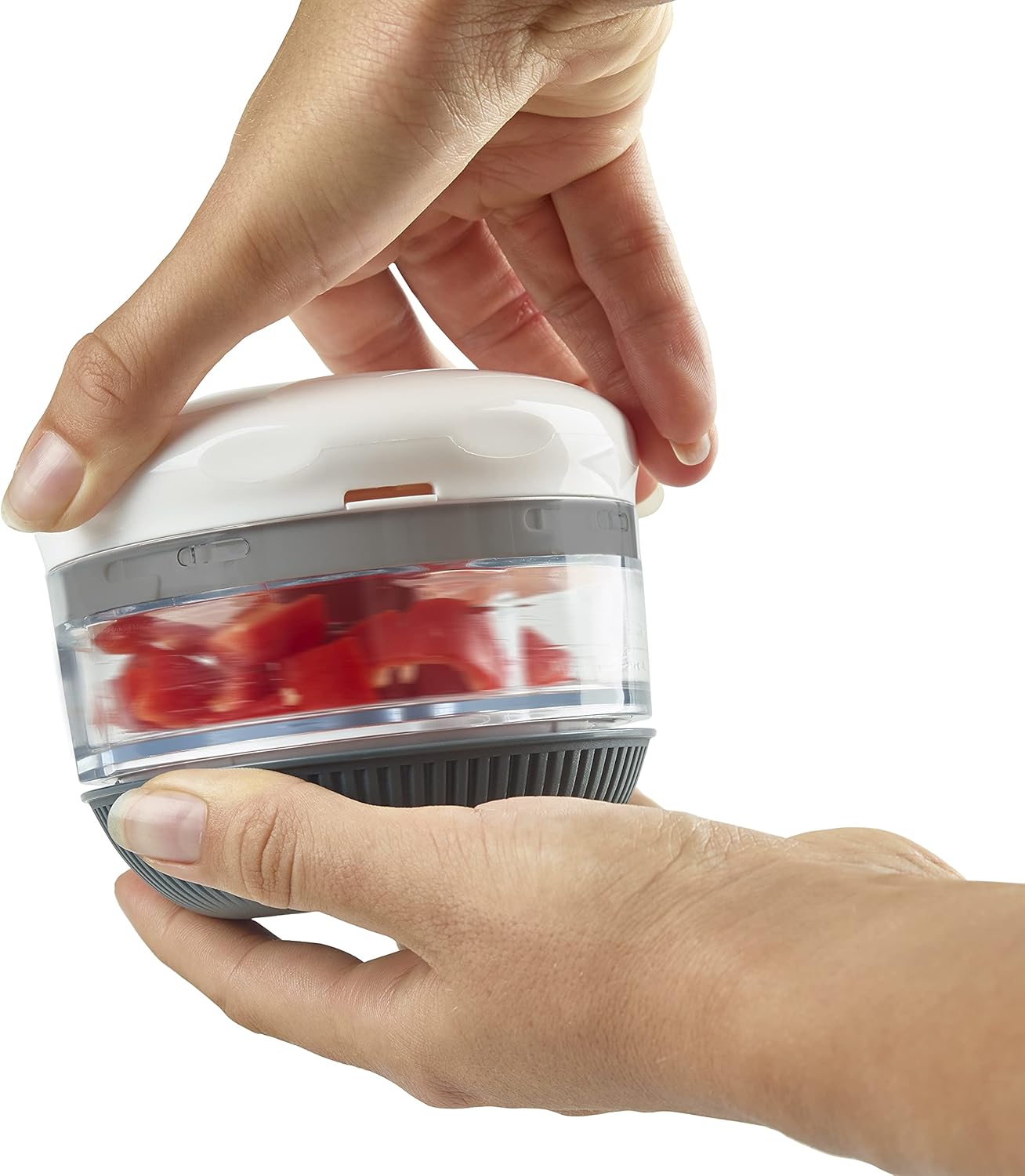 Zyliss E910049 Twist & Roll Mini Chopper | Plastic/Stainless Steel | White | Manual Handheld Herb Chopper/Onion Chopper/Garlic Chopper/Slicer/Food Processor | Dishwasher Safe | 5 Year Guarantee