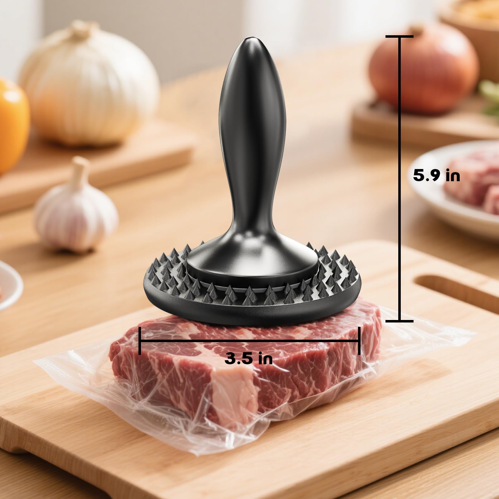 Herramienta ablandadora de carne 3 en 1, mazo de carne, golpe de cocina de doble cara para ablandar bistec, chuleta de pollo 4