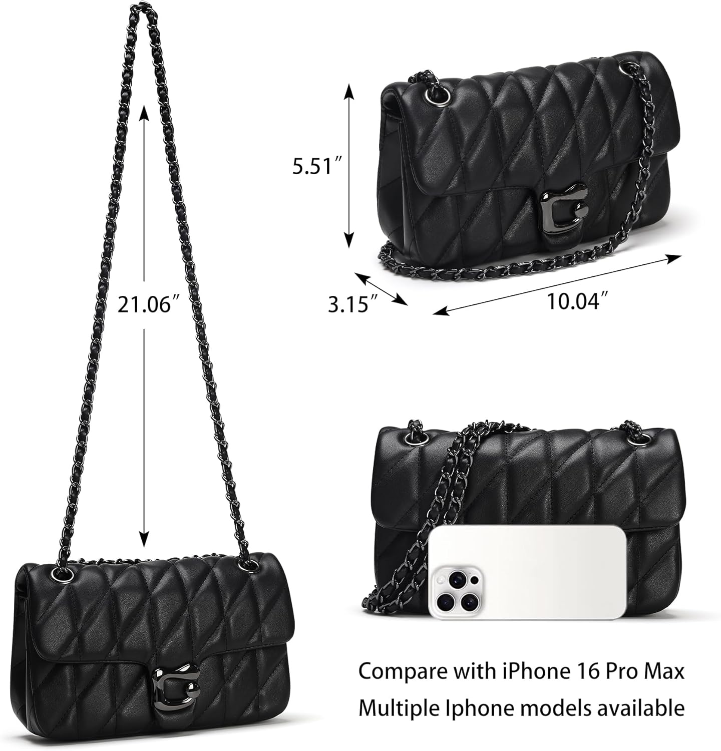 Quilted Crossbody Purse for Women Trendy - Ladies Shoulder Bag Leather Satchel Handbag Designer Evening Clutch