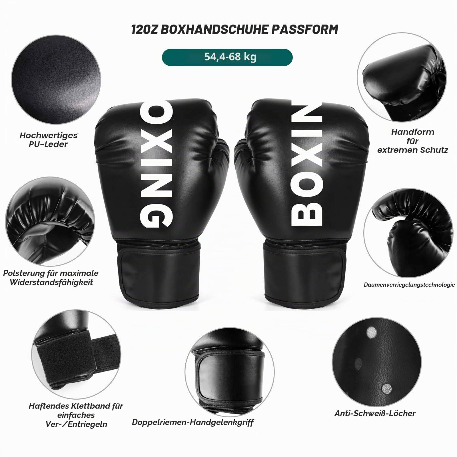 Odoland Boxsack Set Ungefüllt 8 in 1, Boxsack Erwachsene 100 120cm mit Boxhandschuhe 12oz, Reflexball, Boxbandagen, Kette Deckenhaken, Springseil, Punchingsäcke für MMA Kickboxen Boxing