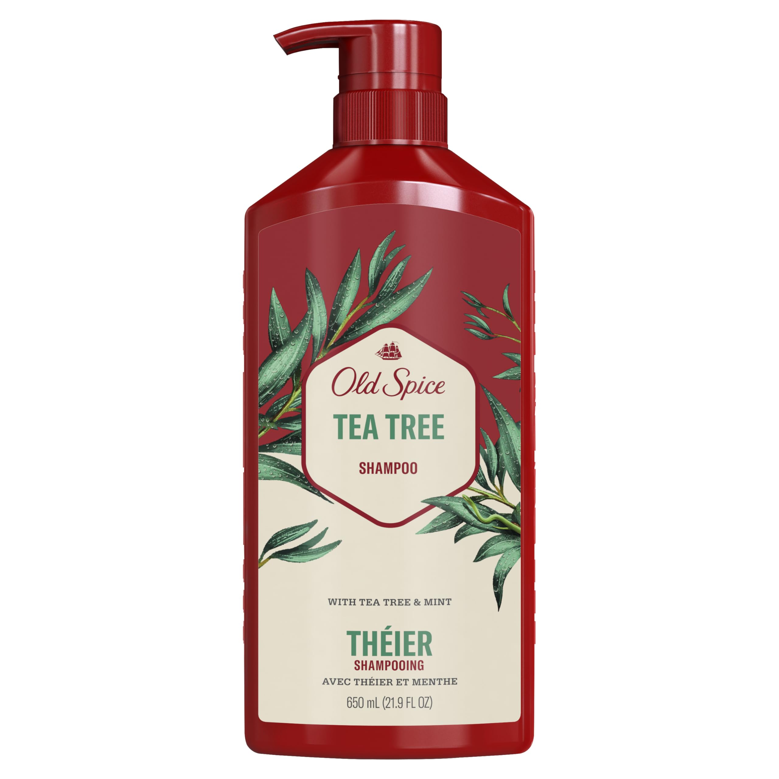 Old Spice Tea Tree Shampoo for Men, Healthier, Fuller, More Moisturized Looking Hair, 21.9 Fl Oz Each, Twin Pack
