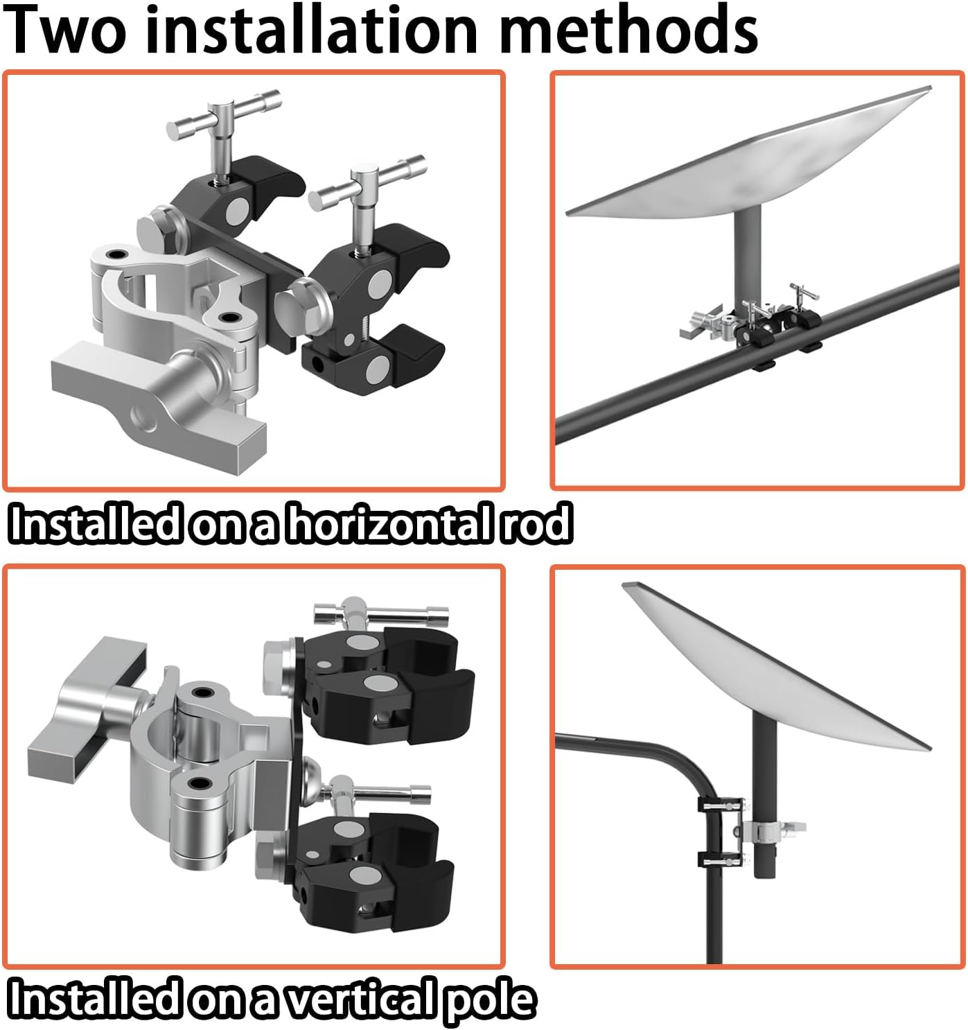 BUJ RV Ladder Tubing Holder for Starlink V1 and V2, Camper Roof Railing Mount, Universal Starlink Mounting Set, Stainless Steel and Aluminum Frame, Metallic Color, Railing Mount