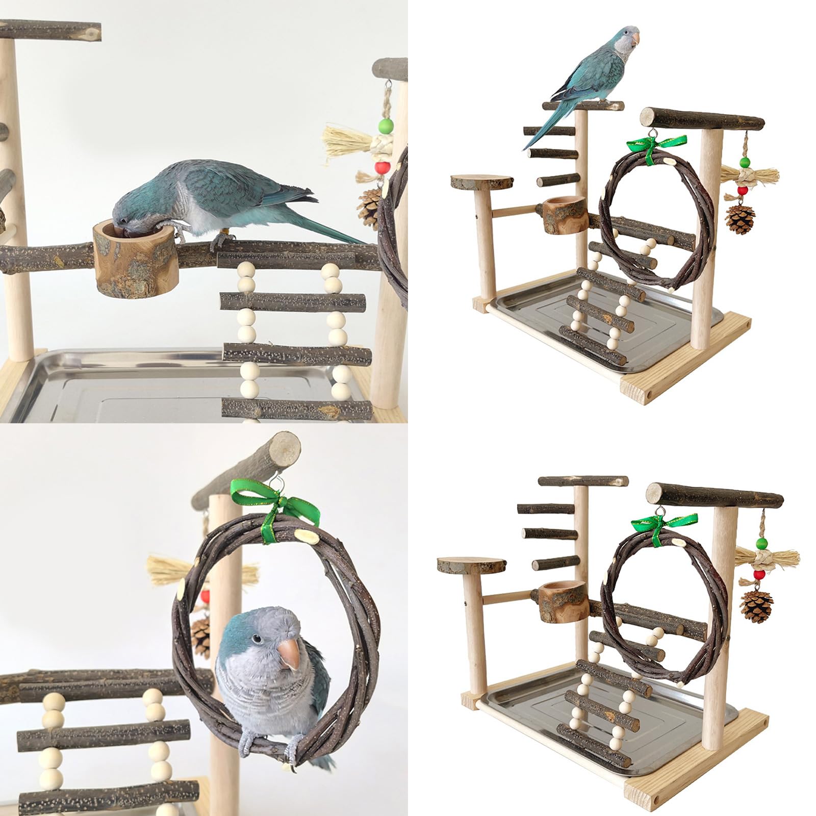 Perchoir de dressage pour oiseaux avec mangeoires pour perroquets de petite et grande taille